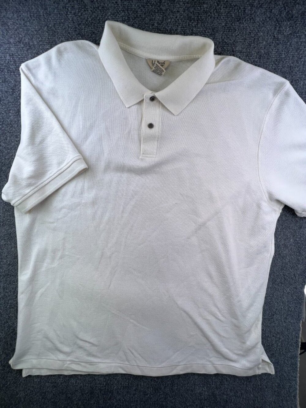 LL Bean Short Sleeve Polo Shirt 2XLT Tall Ivory Men’s 0BWK6 Cotton Adult